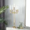 DecMode Traditional Five Tulip Shaped Candelabra Style Candle Holder, 13"W x 24"H with Aluminum Gold Polished Finish