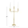 DecMode Traditional Five Tulip Shaped Candelabra Style Candle Holder, 13"W x 24"H with Aluminum Gold Polished Finish