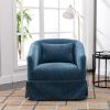 360-degree Swivel Accent Armchair Linen Blend Blue