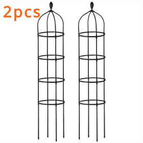 2 Packs Garden Obelisk Trellis 5.9FT Plants Tower for Climbing Plants Flower Vegetable Vine Ban on Amazon sales (Color: Black)